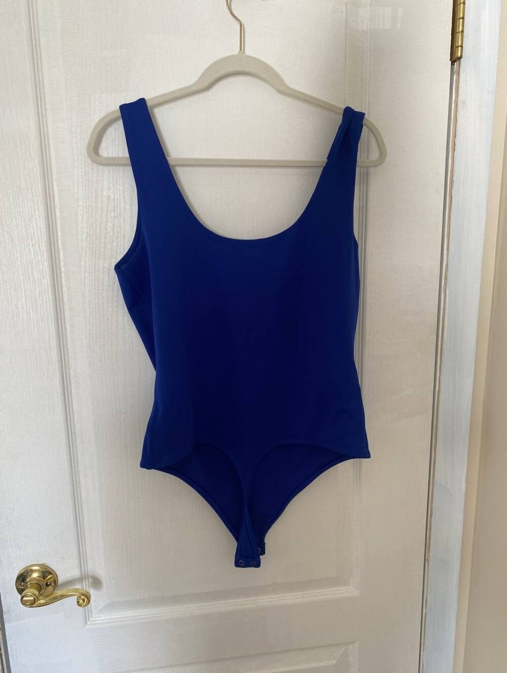 Express Body Contour Cobalt Blue Tank Top Snap Body Suit Size Large